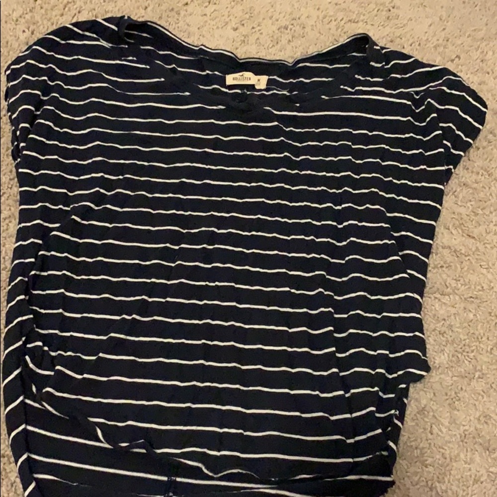 Navy blue and white striped hollister shirt